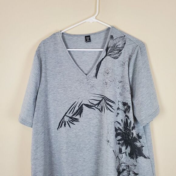 Shein Curve Gray & Black Vneck Shirt Sizw 2XL - Picture 2 of 6